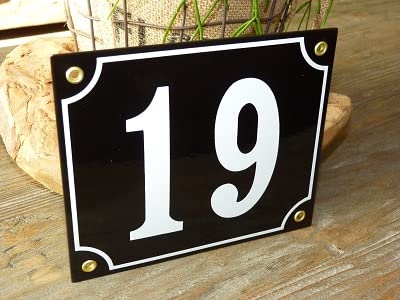 Émail numéro de maison 18x15 cm noir no.19 contre la décoloration
