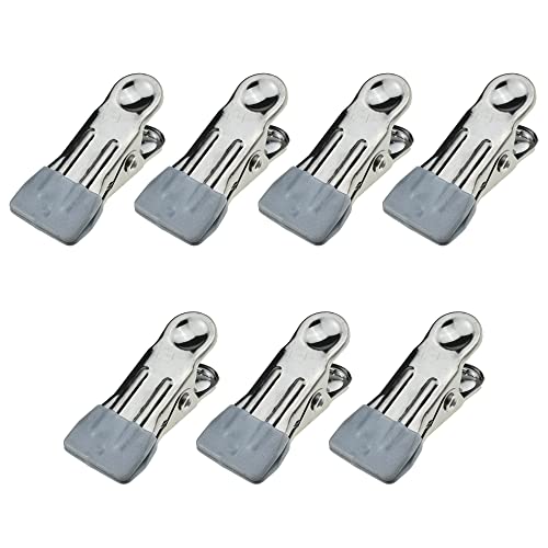 Image of Hahiyo Stainless Steel Clothespins Sock Clip Laundry 2.2inch Length with Spring Strong Grip Windproof Easy Pinch Hang Handy Save Space Not Damage Leave Pinch Mark for Clothesline Towel Silver 7PCS