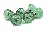 owlKraft Handmade Bubble Glass Cabinet Knobs - Vintage Decorative, Trendy, Modern Design for Cabinets, Dressers & Furniture - Set of 6 (Green)