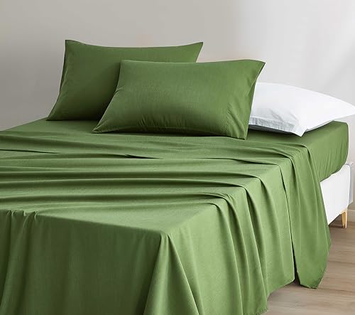 Chezmoi Collection Charisma Tencel Modal Blend Bed Sheets California King Size 4-Piece Sheet Set Forest Green - Soft and Cozy Lightweight Breathable 15 Deep Pocket Cooling Sheets
