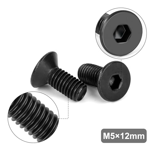 Tunejoy 30 Stück M5 x 12 mm Senkkopfschrauben Schwarz Senkschrauben Edelstahl A2 V2A Senkkopf Innensechskant DIN 7991 Vollgewinde mit Inbusschlüssel