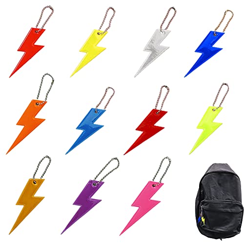 Sicherheits Reflektor 11 Stück Sicherheitsreflektoren Kinder Sicherheitsreflektor Anhänger Reflektierend Anhänger für Büchertasche Charme, Nachtwanderung, Nachtlauf, Radfahren - Blitzschlag Stil Cover