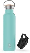 NUMADA-Botella Térmica Acero Inox 600ml Menta Estanca con Doble Pared al Vacío y Recubrimiento Cerámico. Mantiene Frío 24H y Calor 12H|Boca Ancha|Libre BPA|Incluye 2 Tapones (1 Sport)/Bolsa Transporte