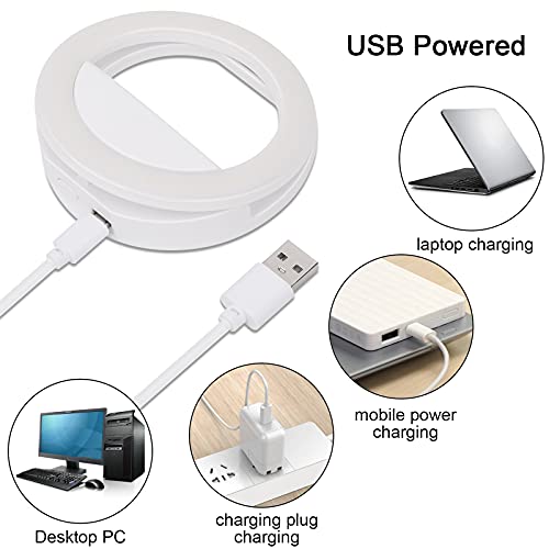 Selfie Ring Light, Xinbaohong Rechargeable Portable Clip-On Selfie Fill Light With 48 Led For Smart Phone Photography, Camera Video, Girl Makes Up (White, 48Led) #TOP3