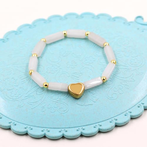 Image of Cuboid Love Elastic Bracelet, Crystal Energy Stone Anxiety Relief Yoga Jewelry for Women Male (Heart-shaped Charm Can Be Customized Name)