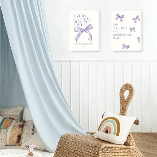Image of LARTSFRO Coquette Purple Bow Wall Art Decor Posters, Purple Bow Room Bedroom Bathroom Dorm Wall Art Decor Aesthetic for Teen Girls Gifts, Inspirational Bible Verses Bow Wall Decor, 12x16 Inch Set of 4 Pcs Bow Pictures (UNFRAMED)