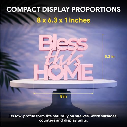 Image of Mad Masters Bless This Home Vastu Desk Decor - Aesthetic Table, Shelf & Wall Showpiece for Home Office, Business. Blessing & Friendly Gifting, Blush Pink (20.3 x 16 x 2.5 cm)