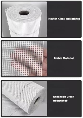Fibers Render Mesh Wall Repair Patch - Durable Scrim Fabric for Drywall Jointing, Crack Repair & Patching Holes (1x50m, 160g/㎡) - Easy to Use, Strong Adhesion