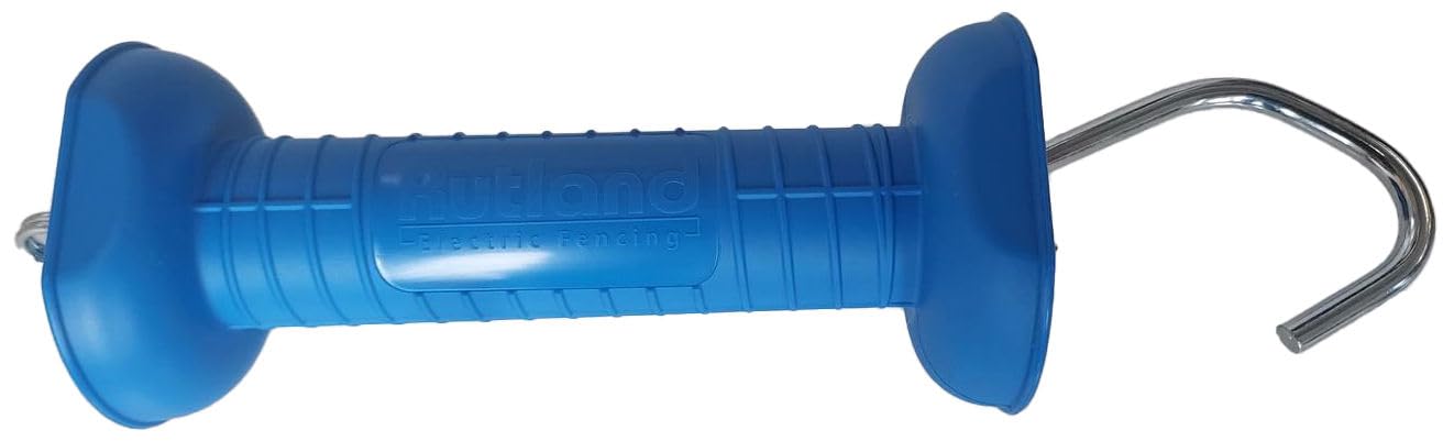 Rutland gate handle with hook, blue