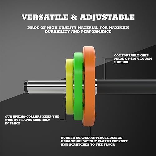 GYM MASTER 20kg Rubber Coated Studio Pump Barbell Weight Set for Aerobic Exercise - Image 3