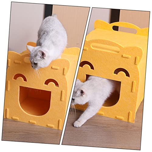 CORHAD maca de gato removível canil ninho de gato respirável caixa de esconderijo de coelho gato arr