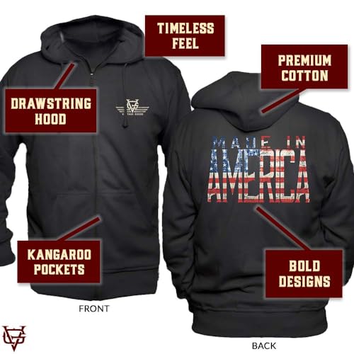 Vintage Goods Apparel Men's Graphic Zip Up Hoodie, Made in America - Patriotic American Flag Lightweight Jacket with Pockets3