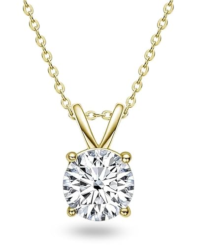 SARV Solitaire Lab-Grown Diamond Pendant Necklace For Women with 16” Chain in 14K Recycled Gold, D-F Color, VVS, Excellent Cut, Hypoallergenic, Includes Product Passport and Gift-Ready Packaging, Conflict-Free