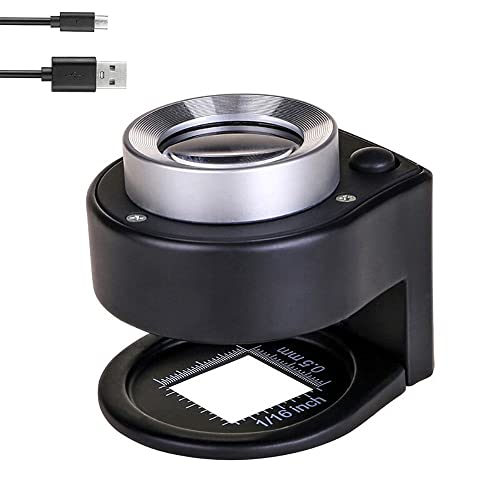 Bysameyee Loupe de bijoutier rechargeable à main avec lumière - Loupe en métal - 6 LED -...