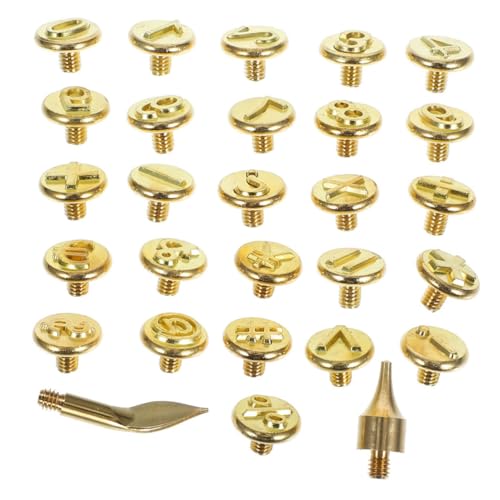 Homoyoyo 2sets Lettere per Pirografia in Ferro Strumenti per Incisione su Legno Pelle e Carta con Punte Alfabeto in Ottone Kit per Marchiatura e Fai da Te