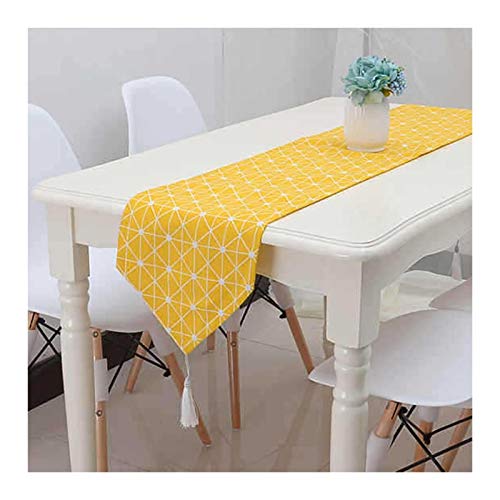 Chemin de table lin jaune anti-pli pour protéger et embellir une table longue