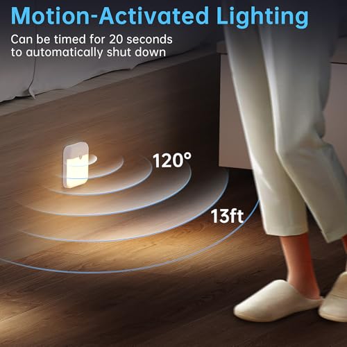 Image of Night Light for Kids,LED Rechargeable,Cabinet Lights Closet Lights,Indoor Motion Sensor Night Lights,Magnetic Hallway Light for Baby Bedroom Kitchen Stairs 6 Pack (Warm and White Light)