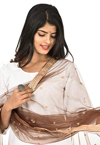 Image of YOUTHQUAKE Women's Embroidered Net Dupatta