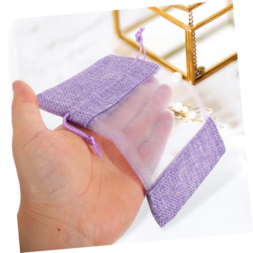 Bolsas de saco de malla con cordón lila 10 pcs miniatura 6