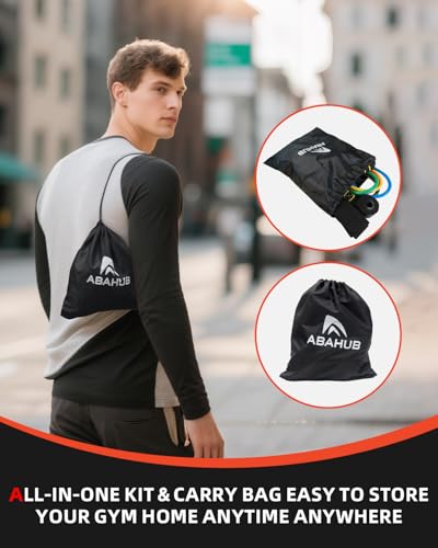 Abahub Widerstandsband Set 100lbs Resistance Bands 5-teiliges Fitnessband mit Türanker, Griffen & Fußschlaufe für Ganzkörpertraining, Home Gym, Ideal für Anfänger Fortgeschrittene