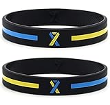 Paquete de 12 pulseras de cinta de concienciación sobre el síndrome de Down – Paquete al por mayor de 1 docena de pulseras unisex de goma de silicona a granel para hombres y mujeres