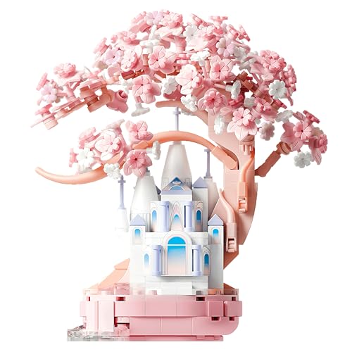 Lreyrous Pink Cherry Blossom Tree Set 543 pcs Sakura Bonsai Building Block Toy, Birthday Gift for Kids 14+ and Adults, Flower Bouquet Building Set
