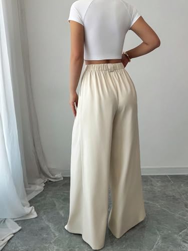 Image of Aahwan Solid High Waist Straight Korean Loose Pleated Wide Leg Trouser for Women's & Girl's