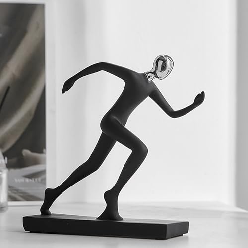 Estatua abstracta negra de atleta en resina moderna miniatura 7