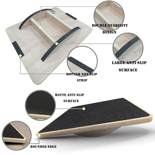 Jppsujj BALANCE BOARD Wobble Balance Board Anti-Slip Wood Balance Board For Physical Therapy, Wooden Wobble Board & Rocker Board For Adults, Ideal Balance Board For Standing Desk thumb #3