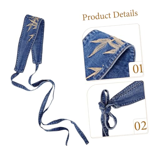 Vintage Denim Waist Belt for Women Wide Corset Waistband with Embroidered Leaf Design Fashion Accessory for Dresses and Jeans3