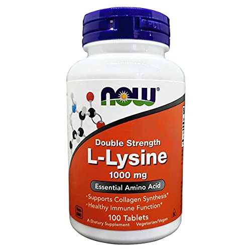 now foods supplements l-lysine hydrochloride 1000 mg double strength amino acid 100 tablets