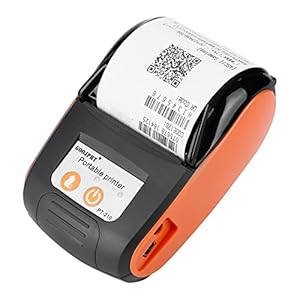 Thermische Printer, 58 Mm USB-bonprinter 203 DPI Draadloze Mini-pocketprinter Smartphone-bediening Mobiele POS-printer Bluetooth-factuurprinter Voor Kleine Bedrijven, Restaurants(EU, Oranje)