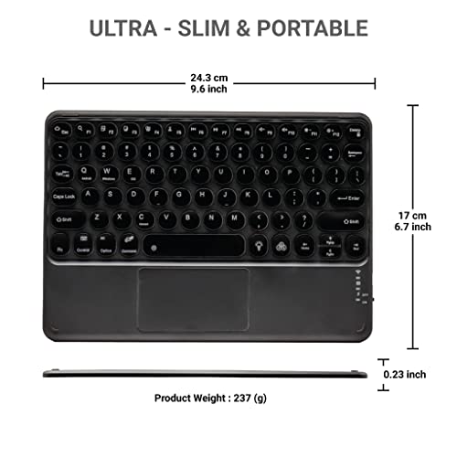 Image of CONCEPT KART Bluetooth Wireless Touchpad Keyboard with LED Backlit| Silent Keys| Ultra-Slim Multi-Device Keyboard for ipad Tablet, Android, Windows, Mac, Laptop (Black)