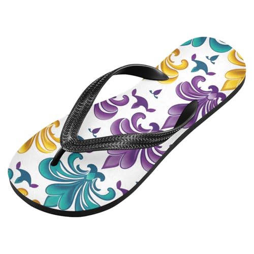 Mardi Gras Carnival Party Beach Summer Casual Flip Flop Sandals Non-Slip Quick Dry for Women Men 214B2753