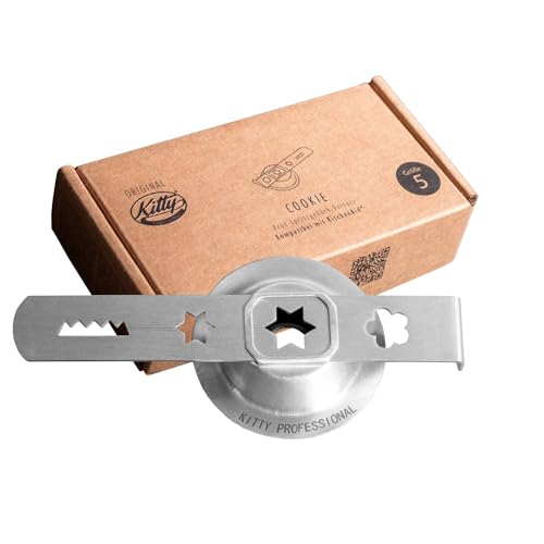 Kitty Professional Spritzgebäckvorsatz 'Cookie' Edelstahl Größe 5 mit den 4 beliebtesten Mustern...