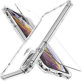 ORETECH Compatible with iPhone XS Max Case Clear, and[2 x Tempered Glass Screen Protector] 2 in 1 Shockproof Ultra Thin Soft TPU Hard PC Hybrid Bumper Cover Case Transparent for iPhone Xs Max - Clear