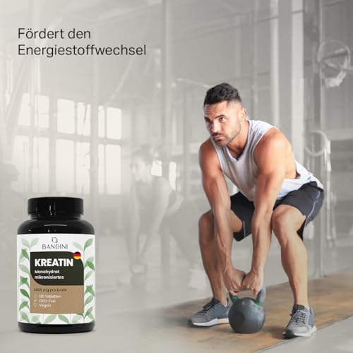 Bandini® Kreatin Monohydrat 120 Tabletten - Mikronisiert - 3000 mg reines Creatin pro Dosis – Tabs für Bodybuilding, Fitness, Cross-Fit, Training – Creatine Monohydrate Tabs Hochdosiert - 100% Vegan 3