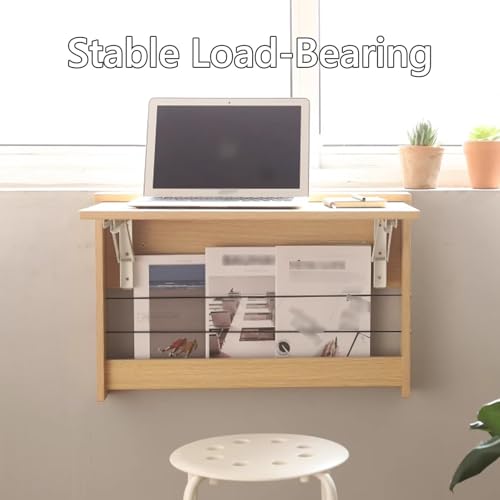Table pliante murale stable en bois jaune structure robuste 75x63 cm