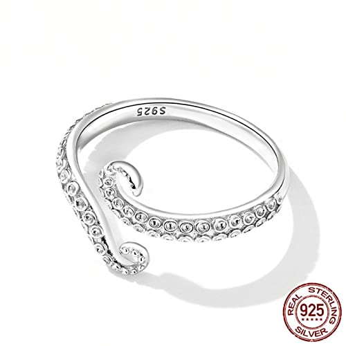 Bague Ouverte en Argent 925 style Feng Shui et anneau de tentacule de poulpe réglable pour homme
