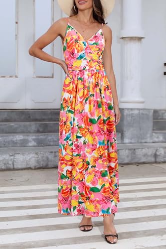 Image of Newshows Women's 2026 Lightweight Summer Wedding Guest Beach Vacation Casual V Neck Split Flowy Maxi Dress