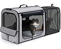 Pecute Dog Car Carrier Stable and Light Weight, Expandable Extra Space Dog Carrier for Cars, Breathable Dog Car Crate, Foldable Pet Carrier for Both Indoor and Outdoor Use, Pet Travel Crate Grey