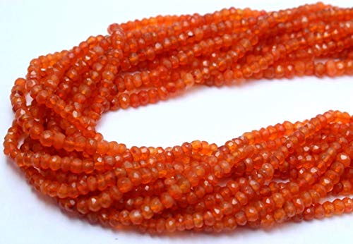Cornaline naturelle lâche perles rondes à facettes pour bijoux et collier - 3