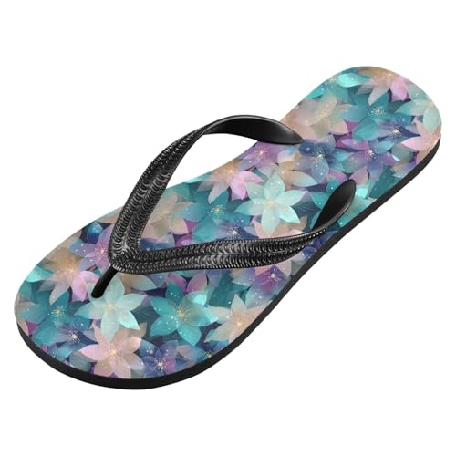 Flip Flop Sandals Shining Leaf Print for Women Men Beach Outdoor XS2