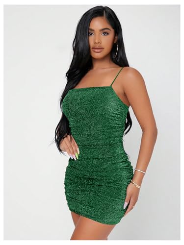 Image of Floerns Women's Glitter Sleeveless Ruched Party Clubwear Bodycon Mini Dress