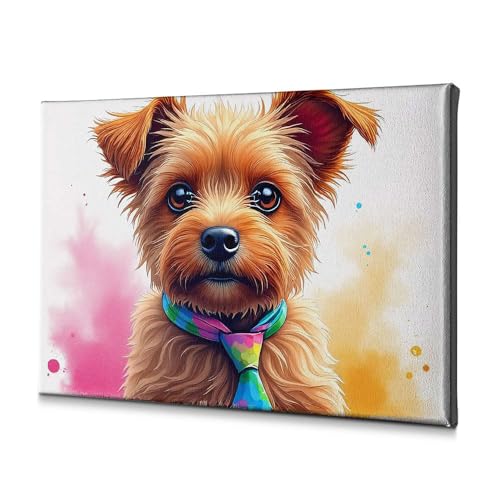Tableau chien cravate pour égayer une salle de bain sombre 40x60
