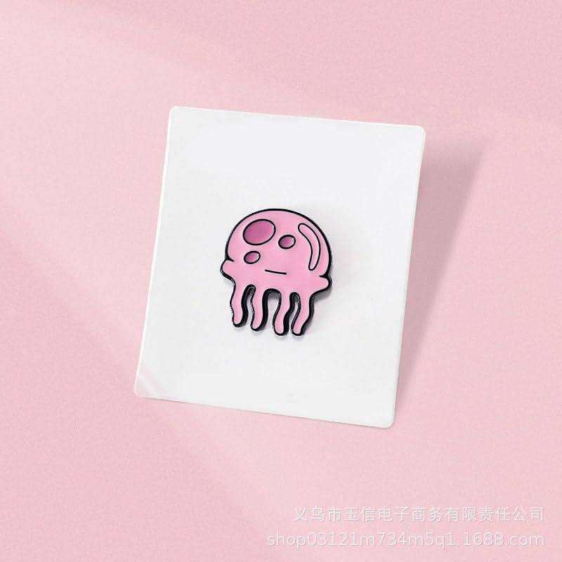 Image of Ximimark 4 pcs Cartoon Marine Life Alloy Brooch Lovely Color Jellyfish Marine Animal Badge Shirt Backpack Decoration, Birthday Party Gift, Creative Small Gift, Holiday Accessory, Birthday Party