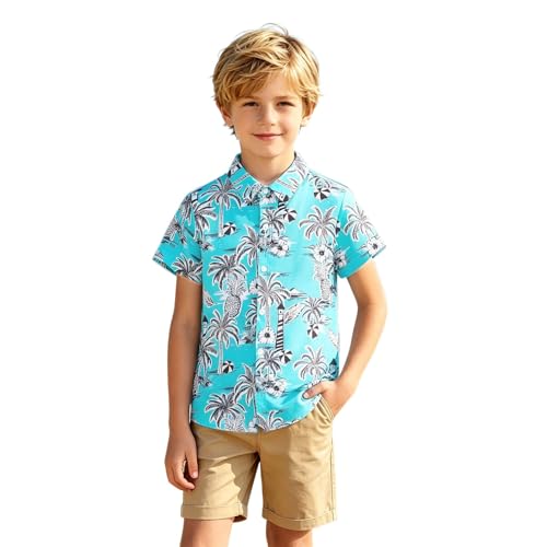 Genérico 2026 Camisa Informal Estampada para niño Ligera y para el día a día con Cierre Frontal de Botones Que Brinda Comodidad y Estilo versátil para Cualquier ocasión (Blue, 7-8 años)