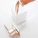 mDesign Square Plastic Bathroom Vanity Countertop Accessory Set - Includes Soap Dispenser Pump, Divided Toothbrush Holder, Tumbler Rinsing Cup, Soap Dish - 4 Pieces - White/Rose Gold
