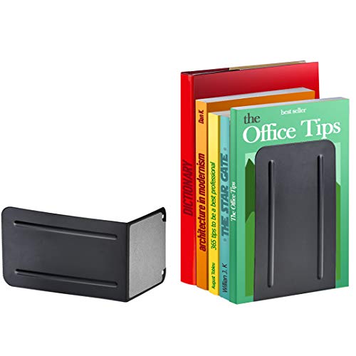 Acrimet Premium Metal Bookends (Heavy Duty) (Black Color) (1 Pair) #TOP7