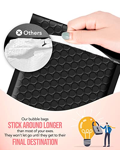 Gssusa Bubble Mailer 100 Pack Small Padded Envelope With 4X8'' & 6X10'' Strong Adhesion Cute Padded Mailer,Self-Seal Bubble Envelope Mailing For Small Business, Black Bubble Mailers Shipping Envelopes #TOP5